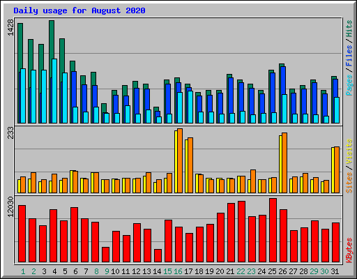 Daily usage for August 2020