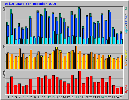 Daily usage for December 2020