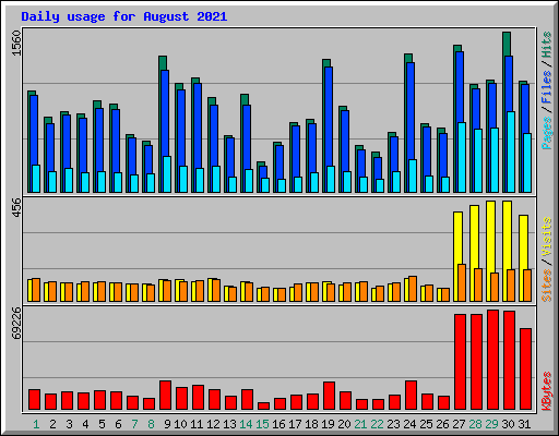Daily usage for August 2021