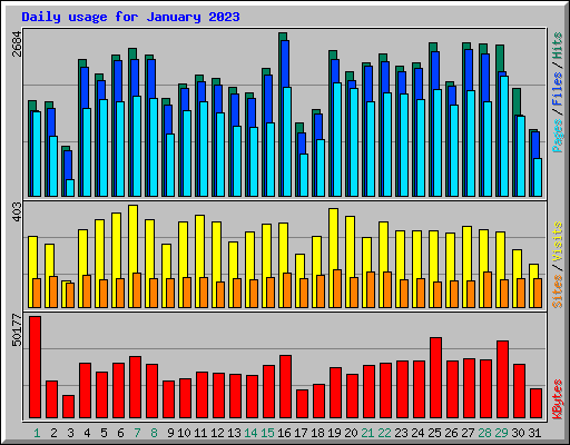 Daily usage for January 2023