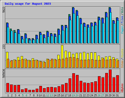 Daily usage for August 2023