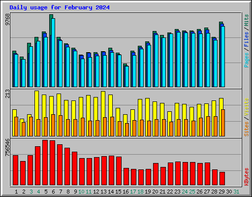 Daily usage for February 2024