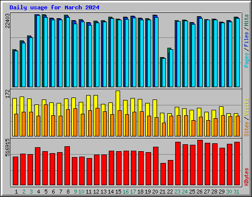 Daily usage for March 2024
